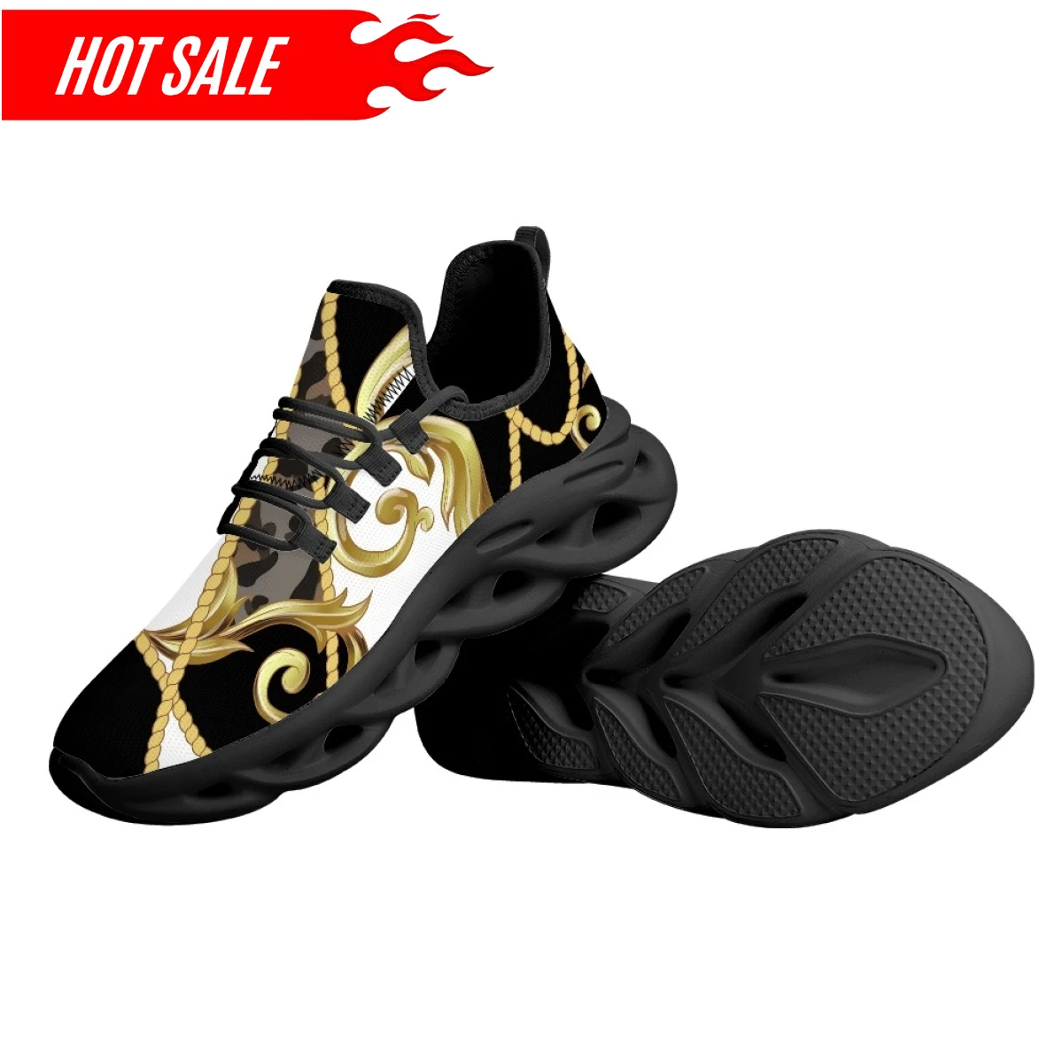 Casual Lace-up Mesh Sneakers for Women Vintage Baroque Leopard Floral Print Girls Travel Platform Shoes Footwear