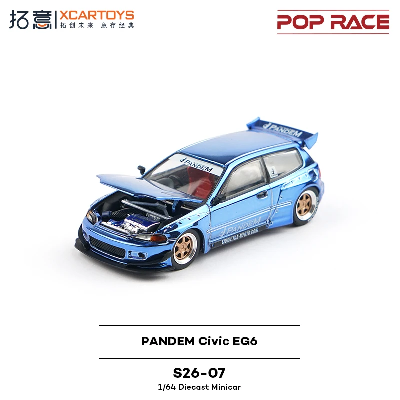 الجديد في المخزون Xcartoys Poprace 1:64 Honda Civic Eg6 Hatchback Supercar سبيكة سيارة مصغرة دييكاست هوندا الحلي لعبة مخصصة للأطفال