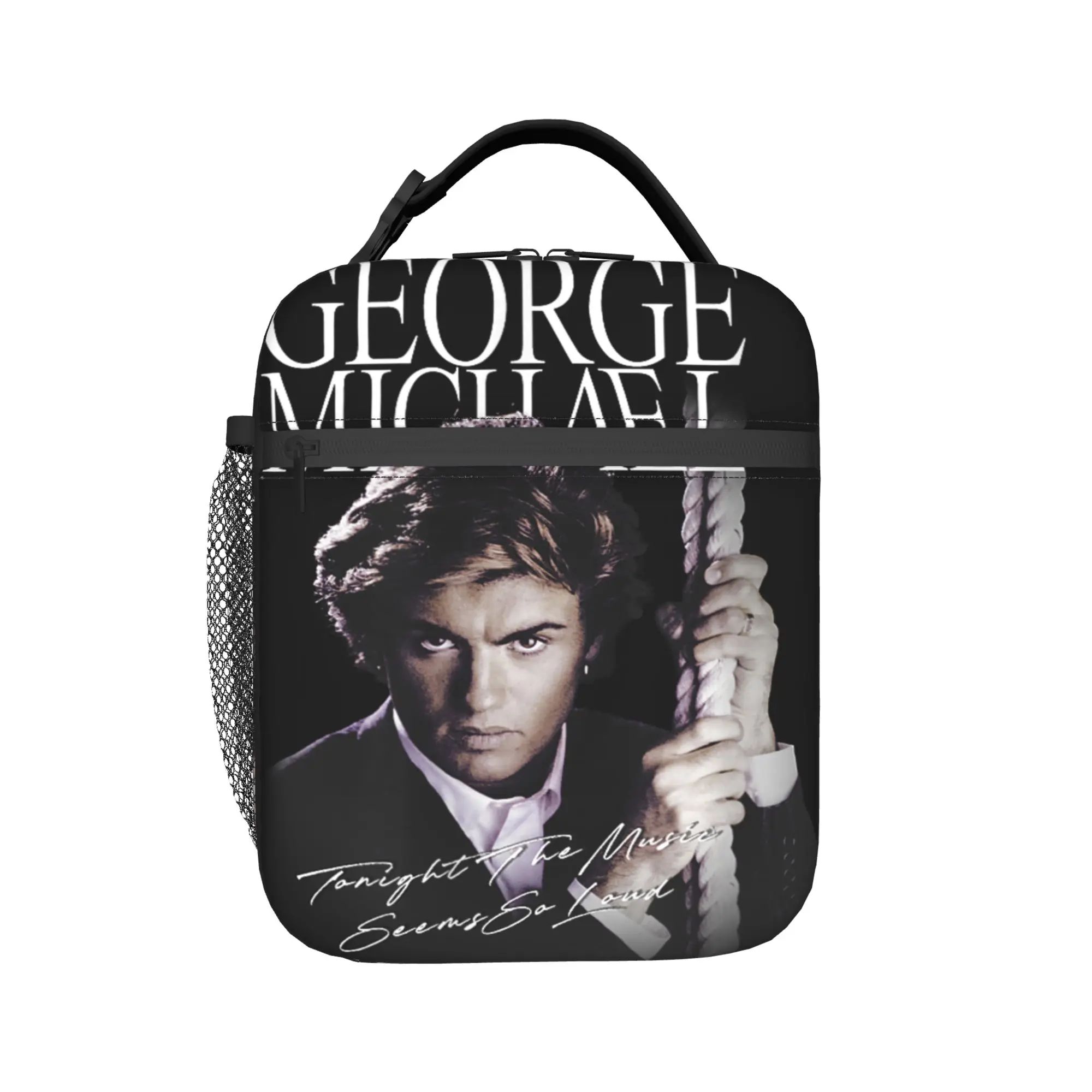 George Michael British Singer Lunch Bag  Fashion Lunch Box For Women Office Portable Cooler Bag Oxford Print Tote Food Bags