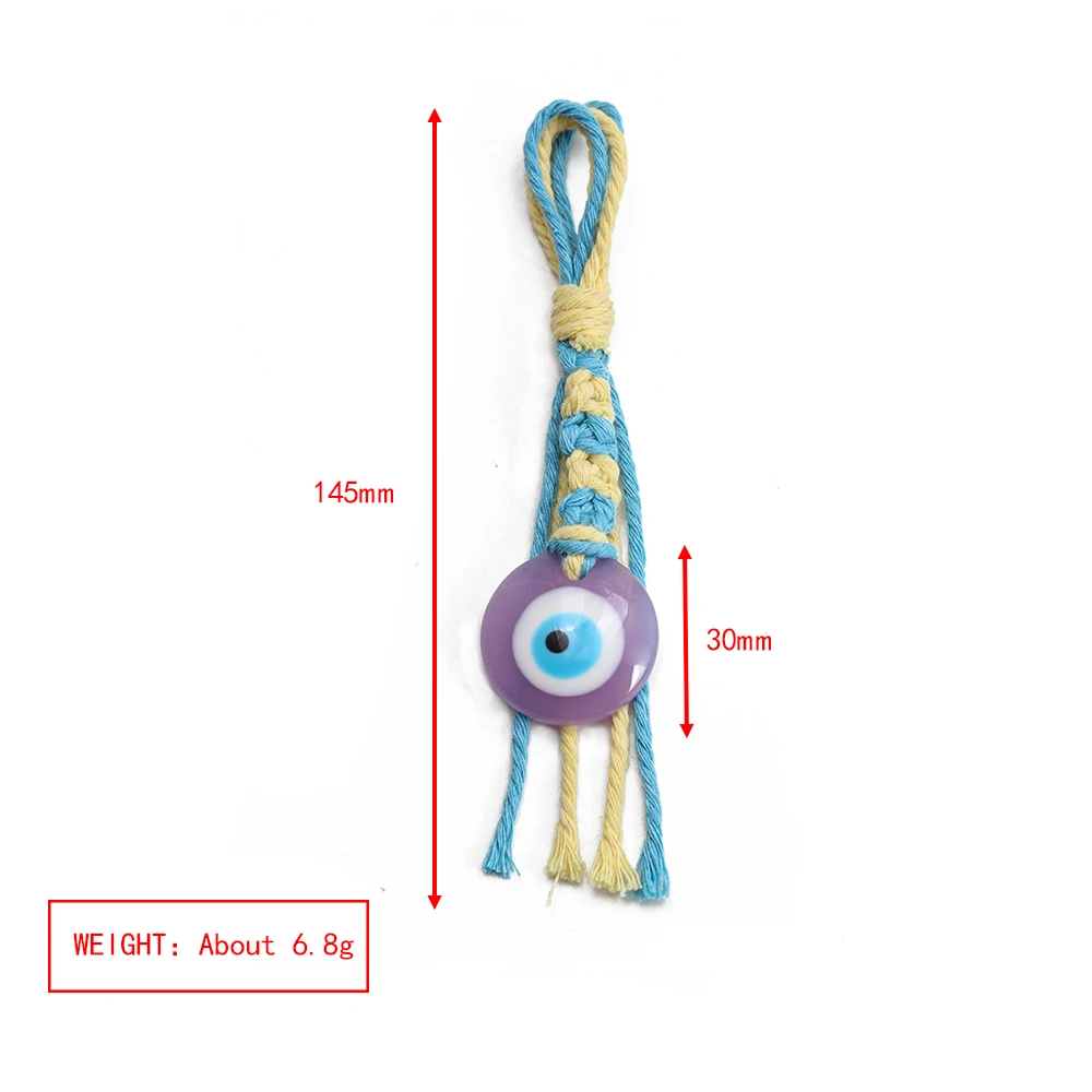 Lucky Eye Handmade Braided Keychain Colorful Rope Evil Eye Wall Hanging Car Keyring Key Holder for Women Girls Men BE1153