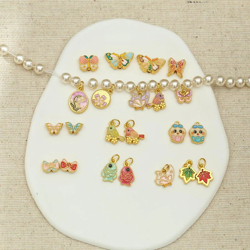 

10pcs/lot DIY Alloy Butterfly Leaf Flower For Charms Bracelet Pendant