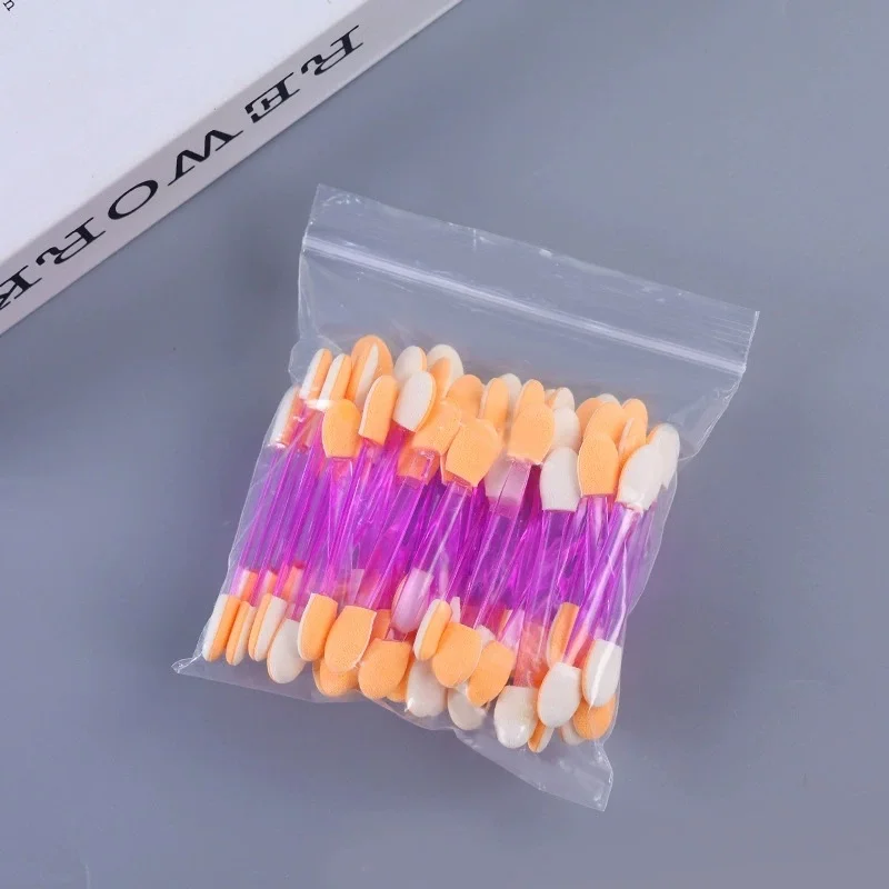 Wholesale 50/100/200pcs factory sponge eyes hadow disposable eyeshadow double-sided container brush applicators including ength