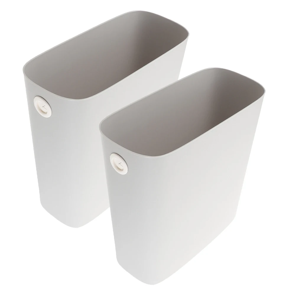 

2Pcs Narrow Space Trash Can Plastic Waste Bucket Large Capacity Easy to Room Dining Room Study Home Office