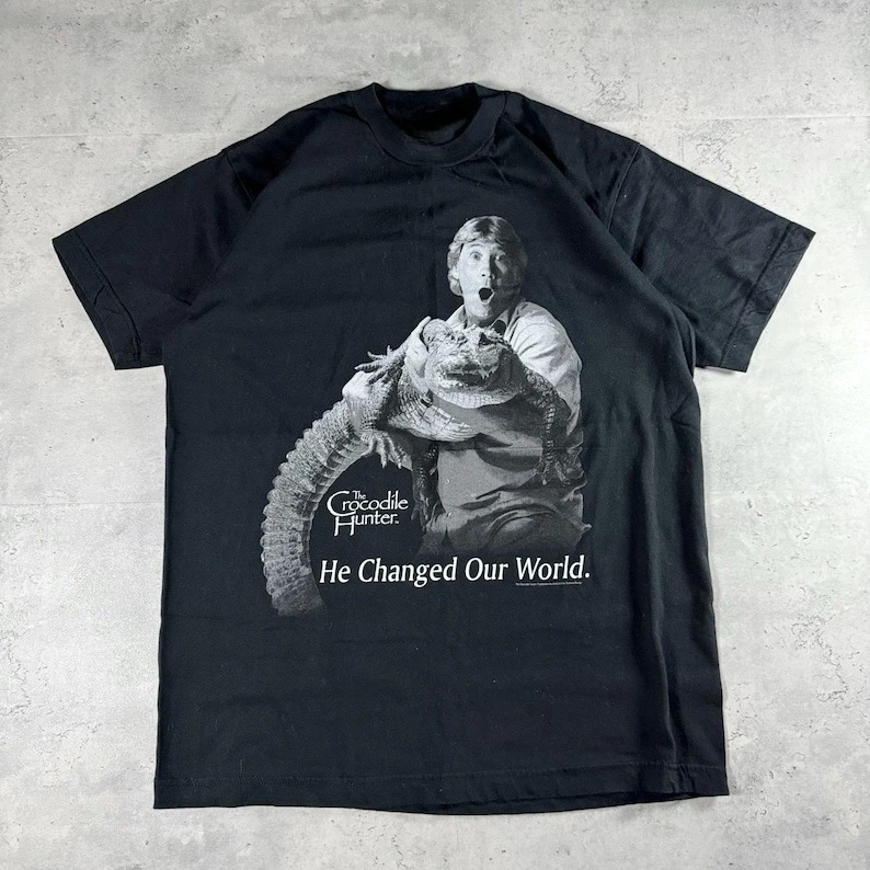 Vintage Y2K Crocodile Hunter Steve Irwin Graphic Print Cotton Short Sleeve T-shirt Summer Men Women Retro Harajuku Streetwear