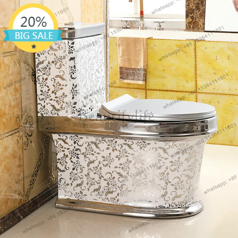 

Household flush color toilet Super swirl water-saving deodorant silver toilet