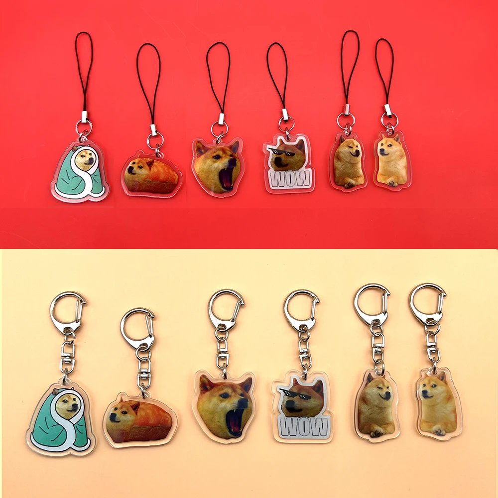 1pcs/6pcs Cute Pet Keychain/Mobile Phone Hanging Rope Acrylic Dog Keychain Bookbag Hanging Accessories