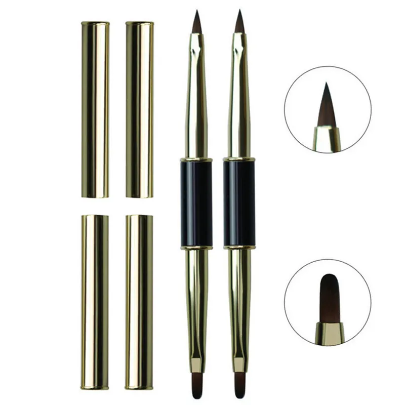 1/7PCS Double Head Sandalwood Handle Nail Brush Liner Brush Painting Pen Gel Brush Crystal Nail Art Manicure