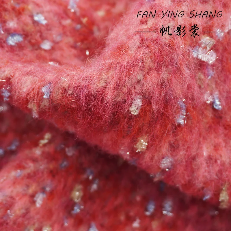 Tela de Tweed de lana Lamming roja navideña 2025 para abrigo de vestir Telas Costura Tissus Couture тasanь tela de taburete de costura Tecido