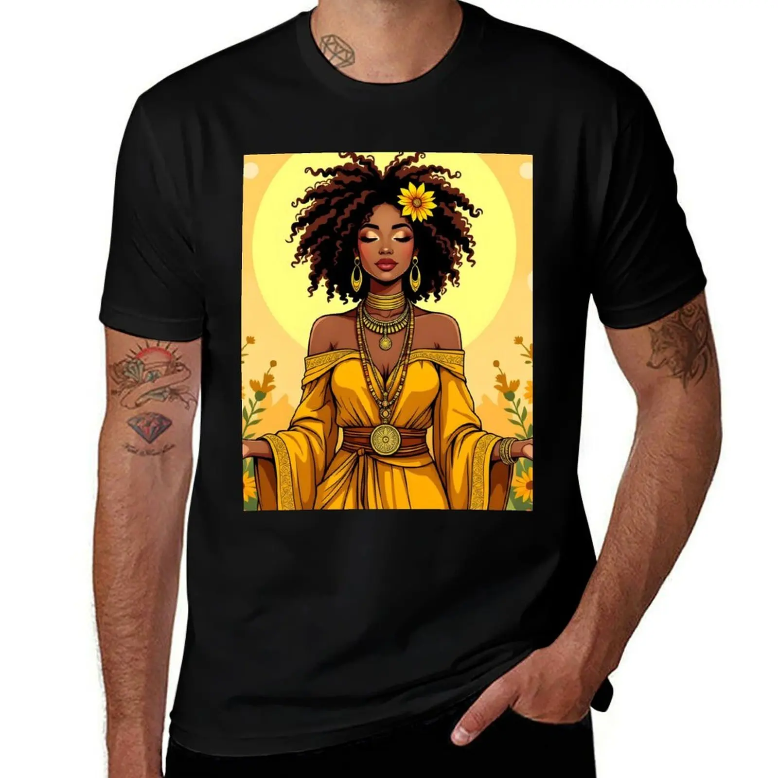 

Goddess Oxum T-Shirt Short sleeve tee oversize t-shirts man hippie clothes mens graphic t-shirts anime