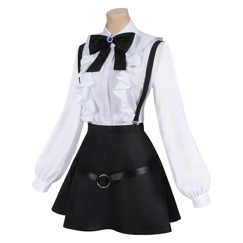 알리나 클로버 코스프레 의상 가발 애니메이션 길드 리셉셔니스트 솔로 보스 JK 슈트 흰색 셔츠 검은색 치마 리본 여성 소녀 파티용