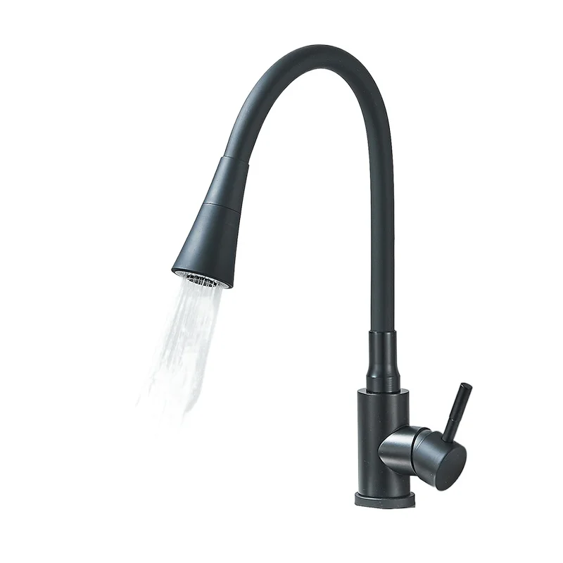 

Stainless steel rubber kitchen faucet, 360 ° rotating nozzle faucet, hot and cold water mixer
