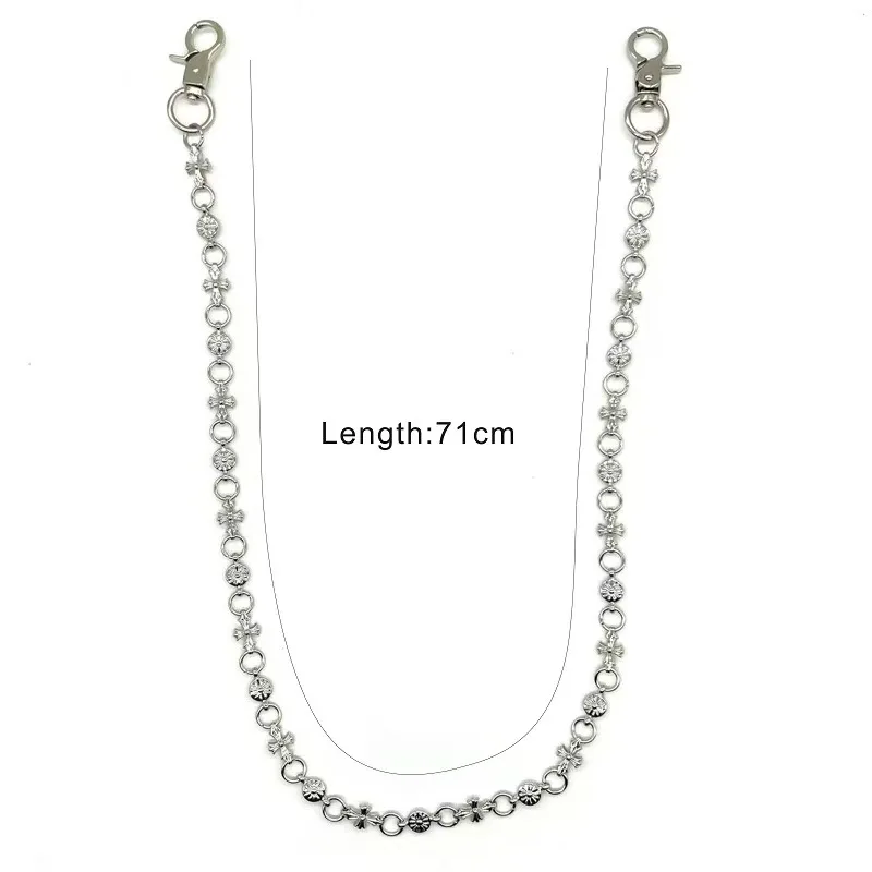 Cadena de bolso Simple y versátil a la moda, accesorios informales, colgante de Cruz Retro de Hip-Hop, cadena de cintura para pantalones vaqueros