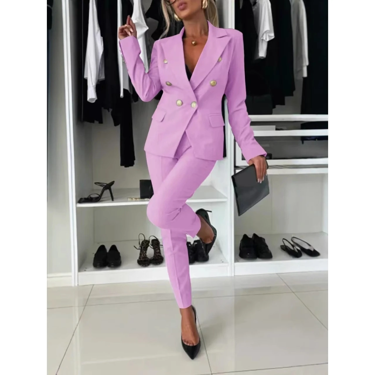Spring Summer 2025 Slim Fit Suit Jacket Elegant Personality Independent Station Ins Cross Border Style Professional Women's P...