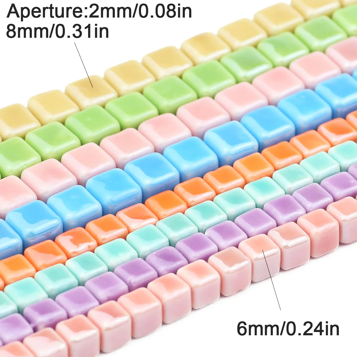 8/10mm 5-10PCS Square Ceramic Beads DIY 2.0mm Hole Spacer Loose Beads For Jewelry Bracelets Necklace Making DIY Accessories