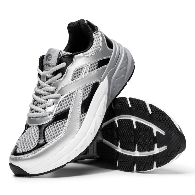 FitVille Walking Shoes For Men Wide Width Retro Sneakers Non Slip Cross Trainers With Arch Support For Flat Feet Sport Shoe