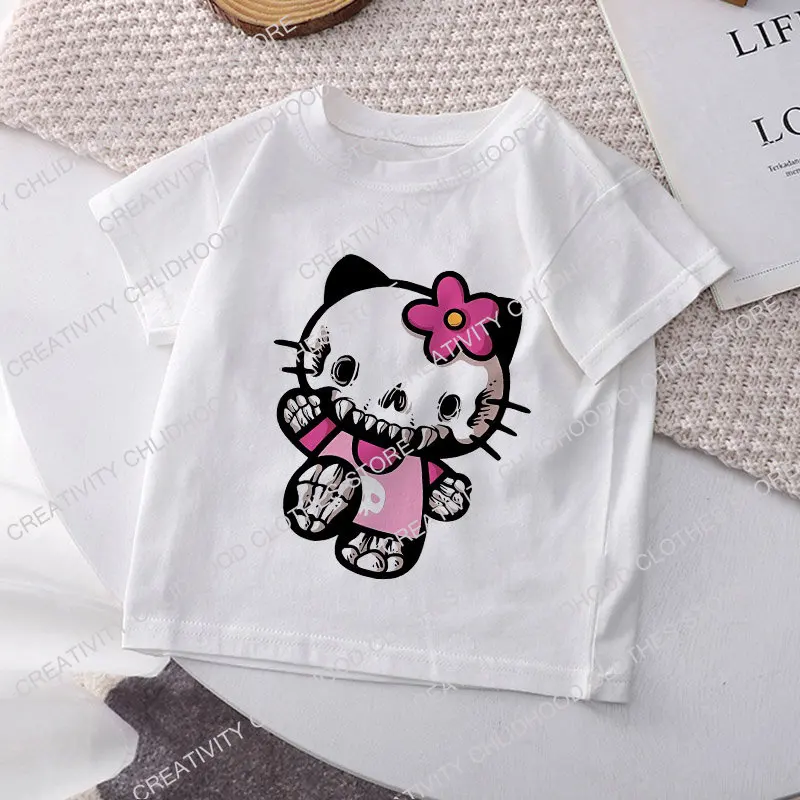 Kuromi Kinder T-Shirt Kawaii Sanrio Anime T-Shirts Cinna moroll Melodie Cartoons Freizeit kleidung Y2k T-Shirt Kind Mädchen Junge Top