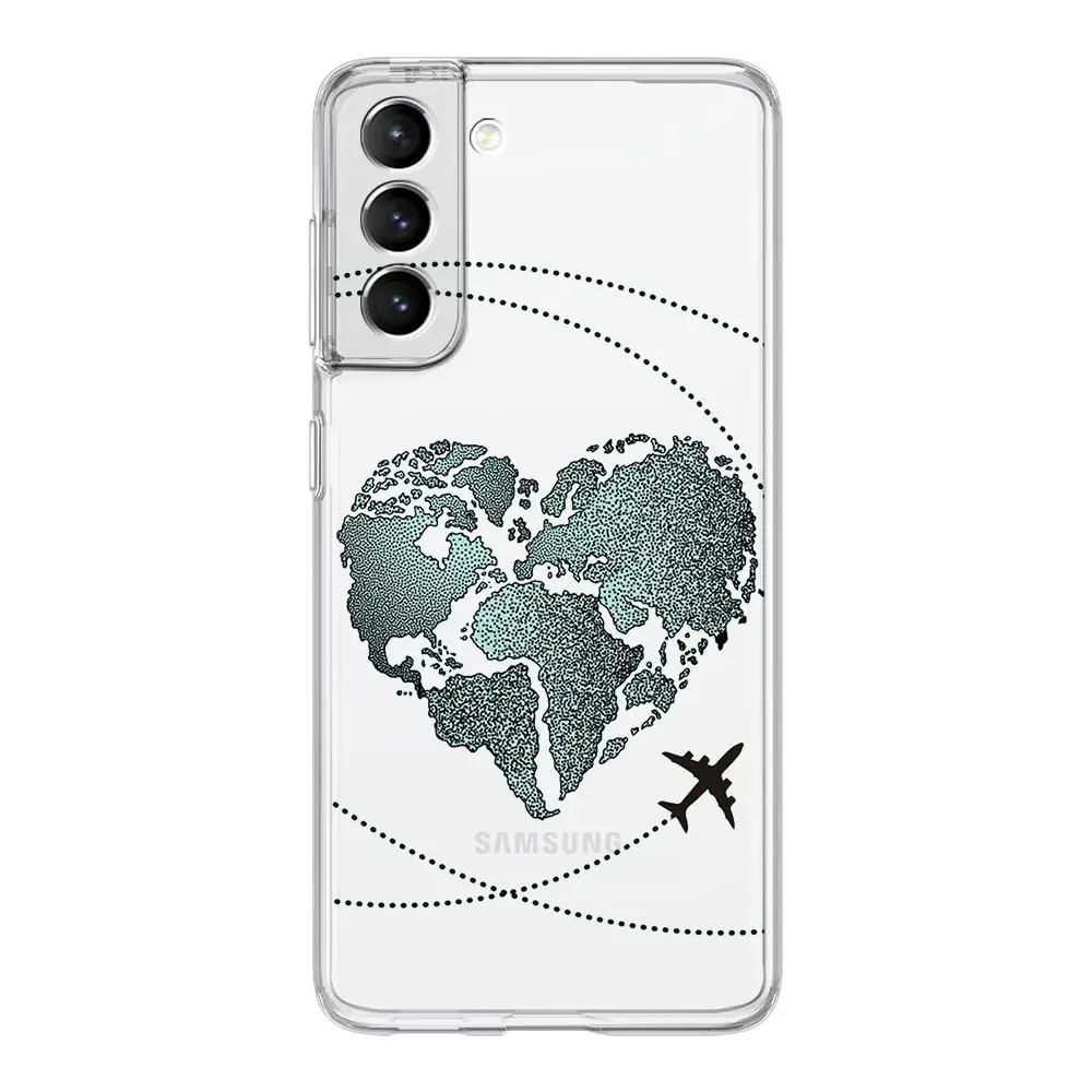 Fashion Planes World Map Travel Phone Case For Samsung Galaxy S23 S22 S20 Ultra S21 FE 5G S10 S9 Plus S10E S8 Note 20 Soft Cover