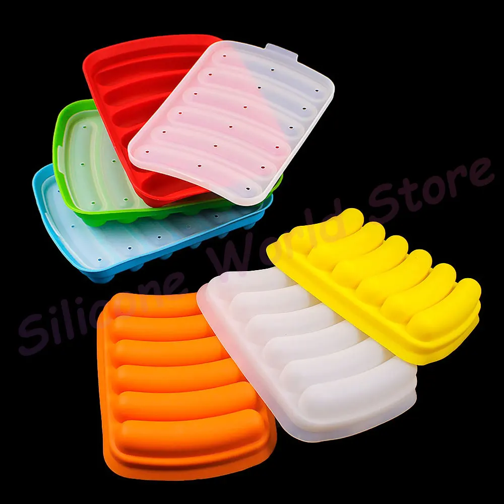 Silicone World Silicone Sausage Molds With Lid DIY Baby Complementary Food Baked and Steamed Ham Hot Dog Making Mold Baking Tool