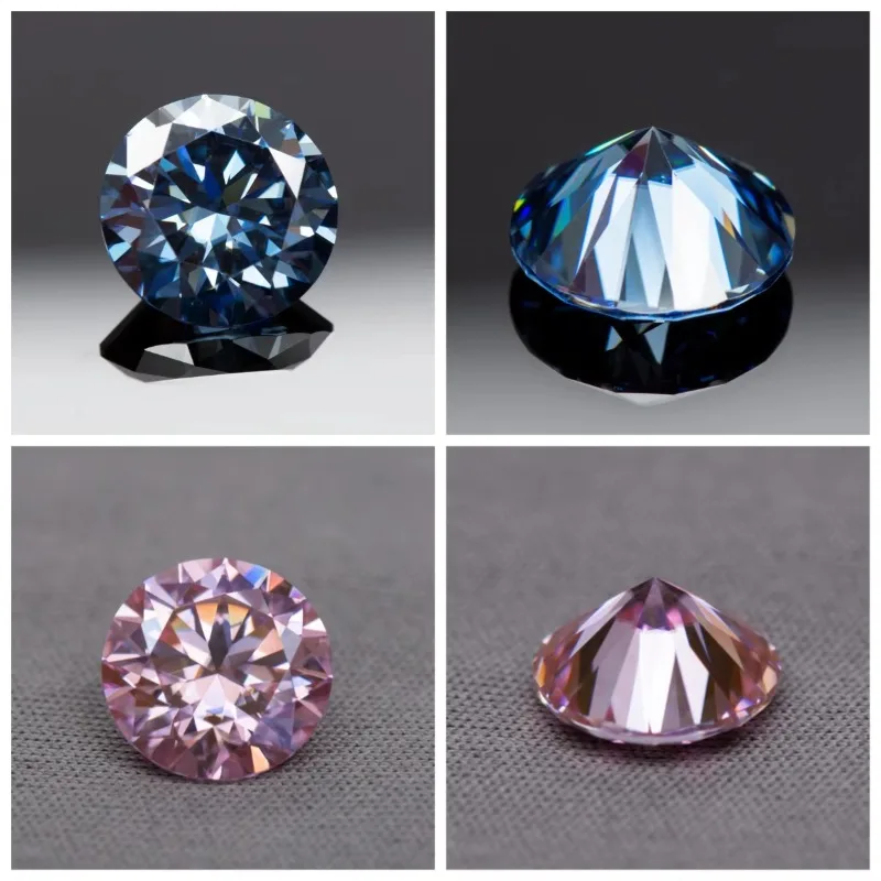 Moissanite Stone Round Cut Rainbow Purple Color DIY Charms Jewelry Making Ring Necklace Earrings Main Materials Certificate