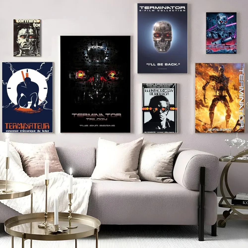 The Terminator Science fiction Movie Vintage Posters Sticky Retro Kraft Paper Sticker DIY Room Bar Cafe Kawaii Room Decor