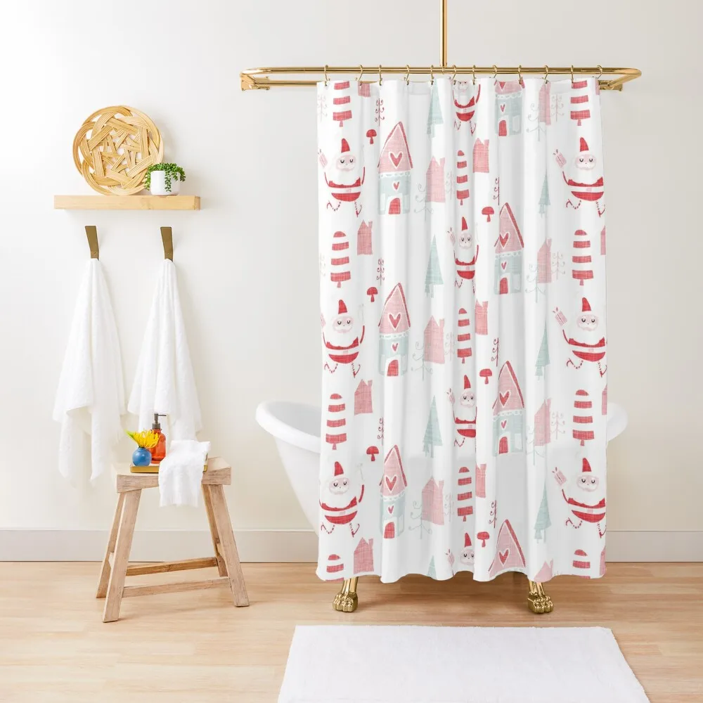 

Santa is in Town White #Holiday #Christmas Shower Curtain Waterproof Shower Modern Accessory Bathrooms Shower Set Curtain