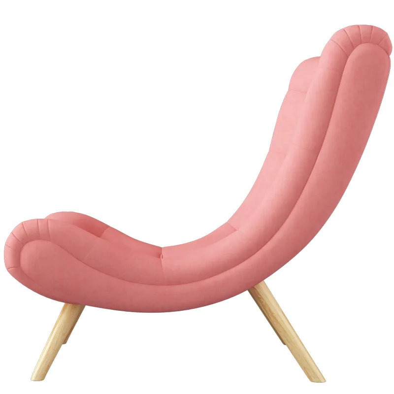 

Modern simple lazy chair casual fabric Nordic tiger living room solid wood single sofa balcony snail
