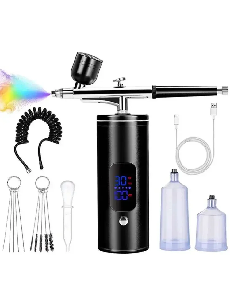 Airbrush mit Kompressor Tragbares Airbrush-Farbsprühgerät Mini-Spritzpistole Kabelloses Airbrush-Set mit Kompressor