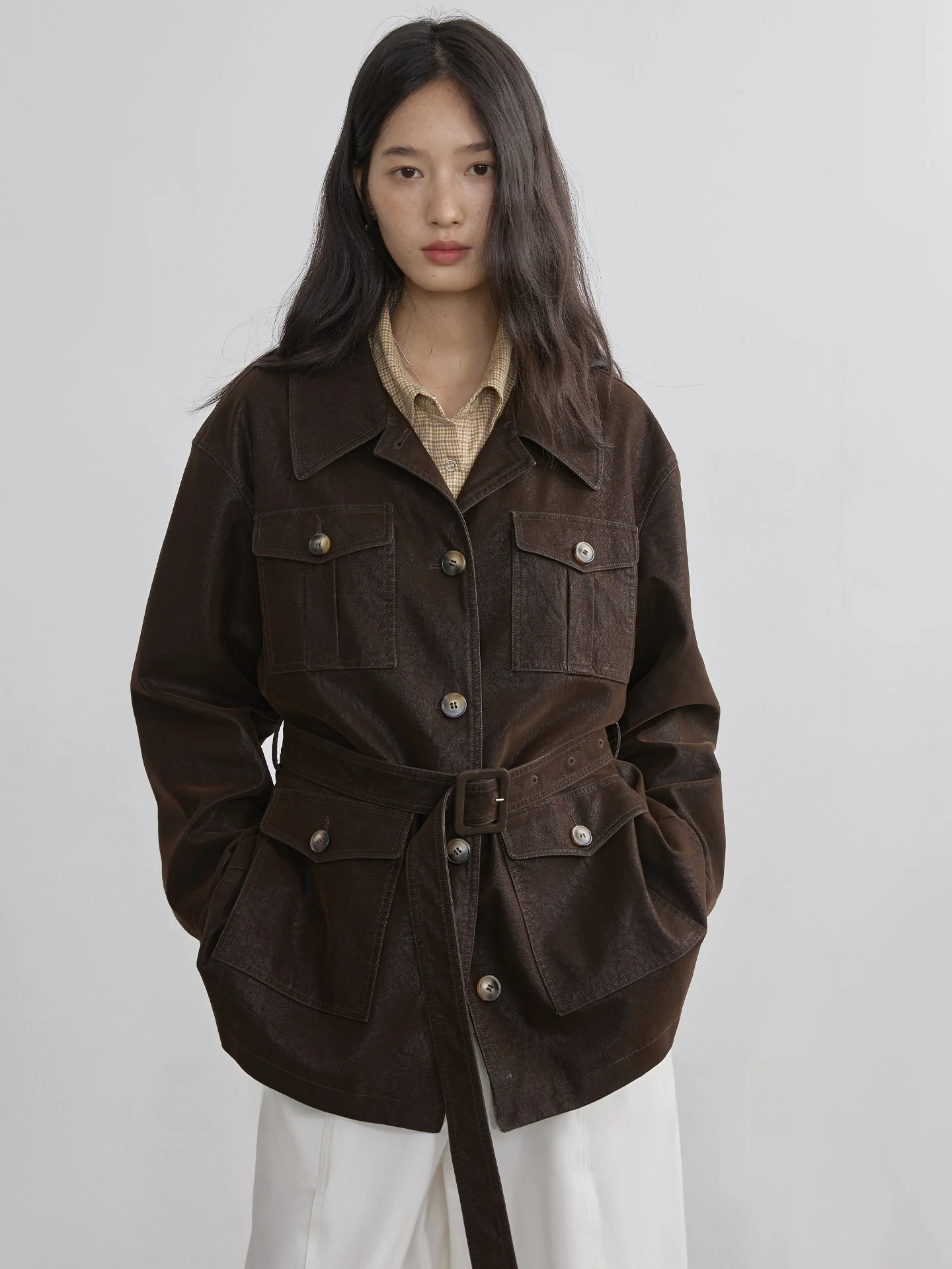 

CLIPETTE Утепленная куртка из искусственной замши с эффектом напыления, повседневная, средней длины, с поясом, для женщин