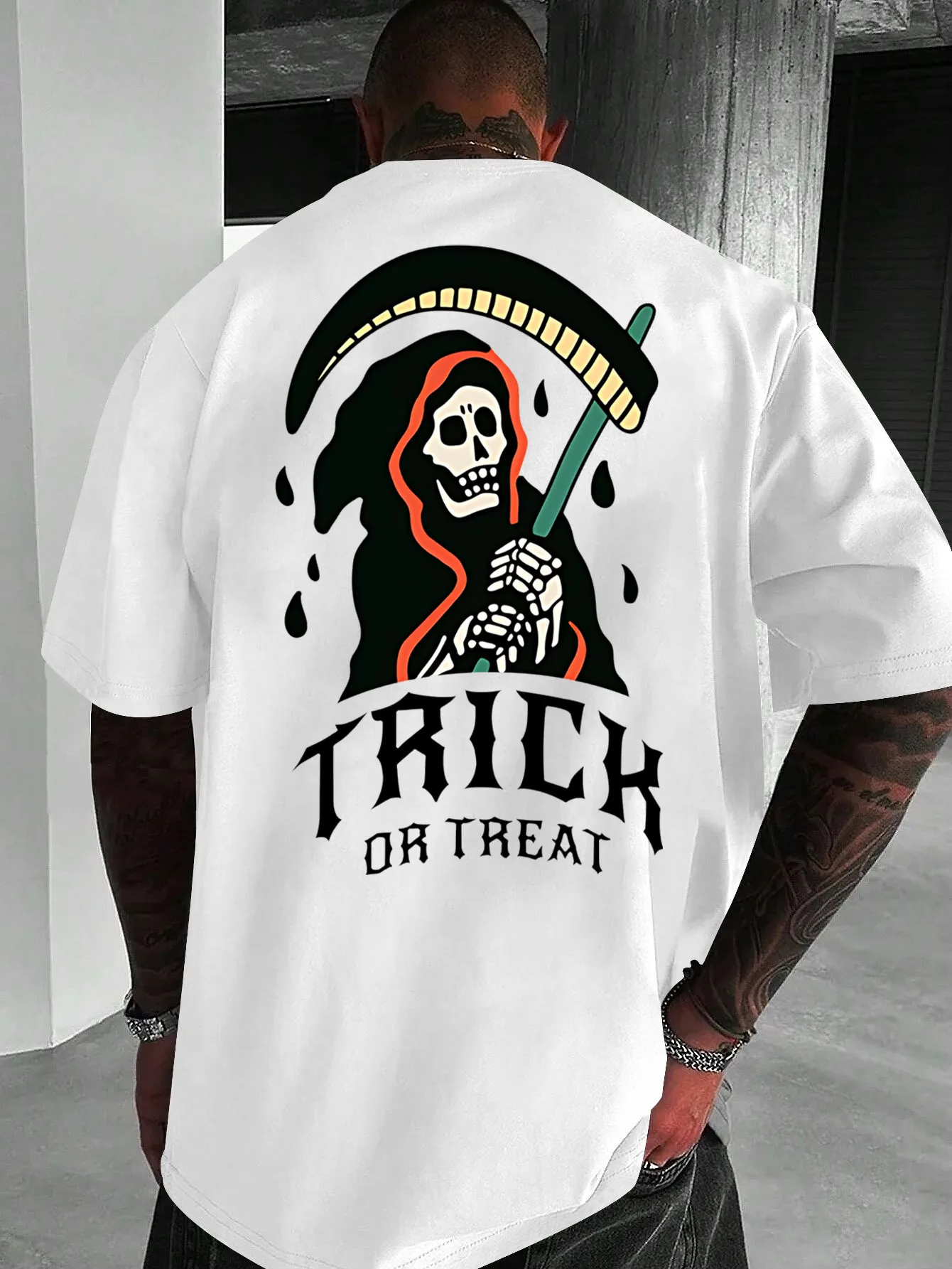 Death'S Scythe Won'T Give Candy, So It Plays Tricks. This Unisex Fashion Quick-Dry T-Shirt Features a Casual Round Neck And Short Sleeves, with a Vintage Trendy Design Made from Comfortable And Breathable Polyester Fabric