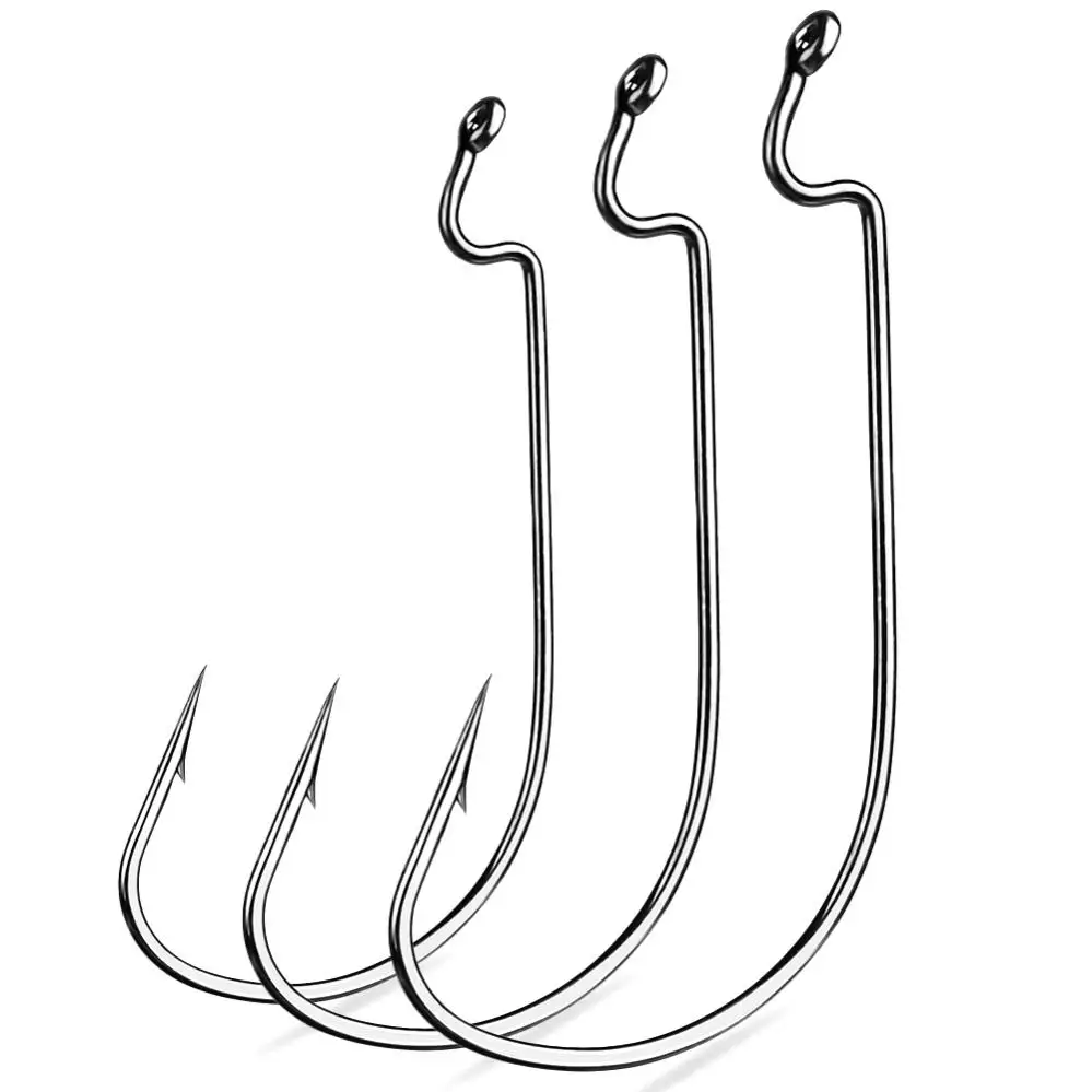 Classic 10pcs/lot Bass Fishing Worm Hook Texas Rig Hooks, Worms Plastics Bait Fishing Hook 1/0 2/0 3/0 4/0 5/0