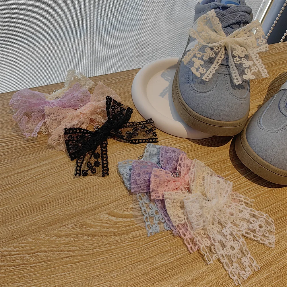 Shoe Charms Lace Bow Ballet Style German Trainer Decoration Buckle Women Girls Small Lightweight Multicolor Mesh Daily Gift
