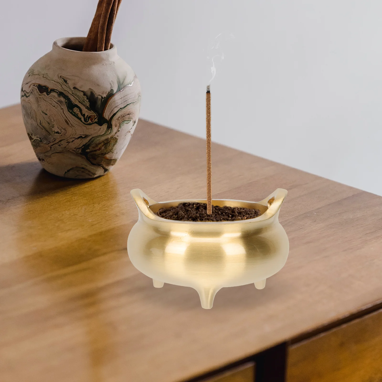 

1pc Copper Incense Burner Exquisite Handicraft Aromatherapy Oven For Home Study Bedroom Decor Retro Censer Stove Indoor Aroma