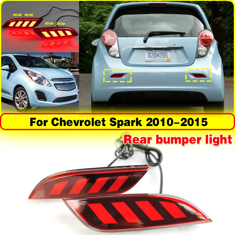 

Светодиодные задние бамперные фонари-отражатели для Chevrolet Spark 2010-2015 с динамическим указателем поворота и стоп-сигналом