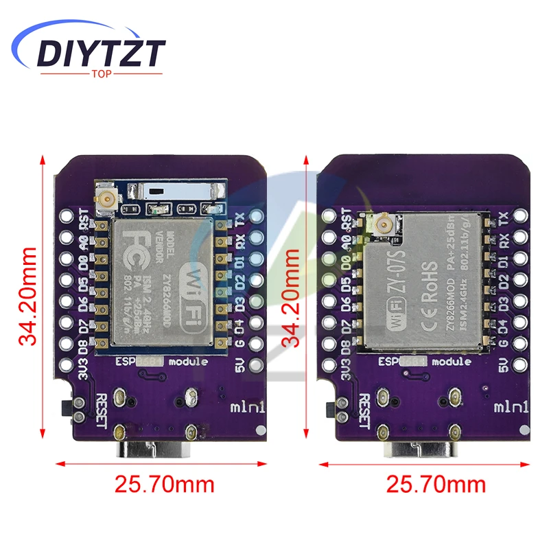 D1 Mini TYPE-C ESP8266 ESP-07/07S CH340G USB D1 Mini WIFI Development Board D1 Mini NodeMCU Lua IOT Board 3.3V With Pins