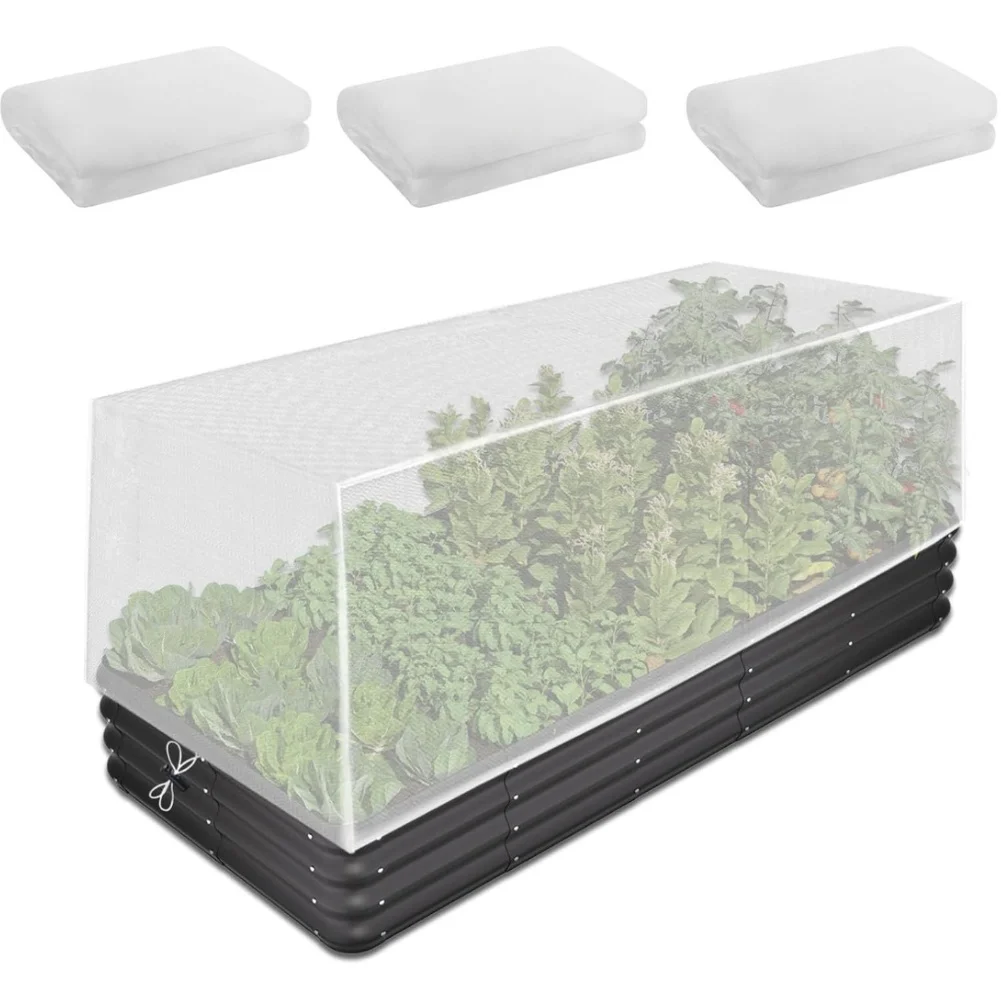 2Pcs Garden Netting For Raised Beds With Drawstring, Plant Cover Protecting Vegetables From Birds And Animals