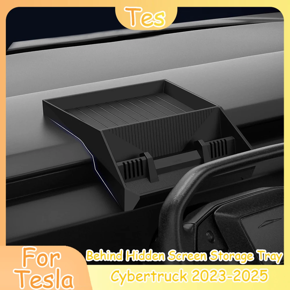 

Cybertruck 2023 2024 2025 Behind Hidden Screen Storage Tray Silicone Center Console Dashboard Organizer Accessories Storage Box