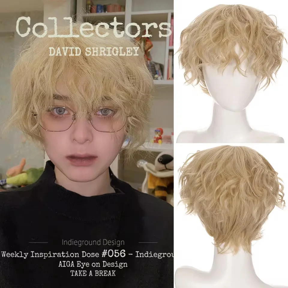 LUPU Synthetic Short Wig Black Blonde Brown False Hair Daily Party Cosplay Wigs for Women Man Girl Boy High Temperature Fiber