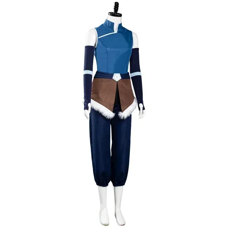 Avatar: The Legend Season 4 Korra Cosplay Women Costume Top Pants Set Outfits Blue Vest Girls Full Cloth Halloween Carnival Suit