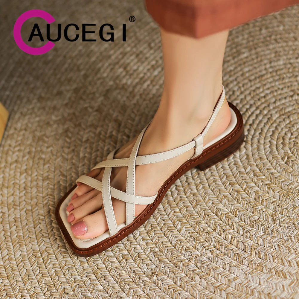 

Aucegi/летние женские сандалии-гладиаторы с открытой пяткой, модные элегантные удобные повседневные туфли на низком каблуке с узким ремешком и открытым носком