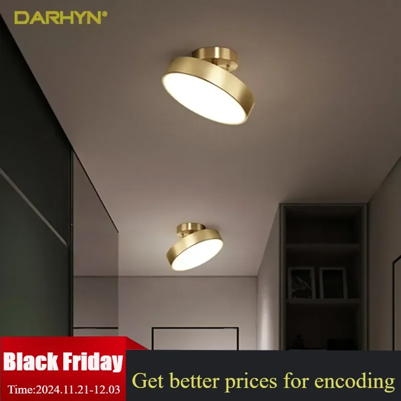 Modern LED Ceiling Lights Nodic Home Decor Accessories For Bedroom Living Dining Room Corridor Lamps Round Copper Decor Fixture