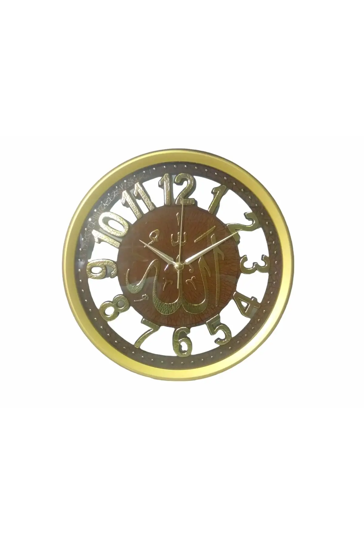 

DOLBOVI Allah lafzi written religious motif gold leaf wall clock 30x30 Cm