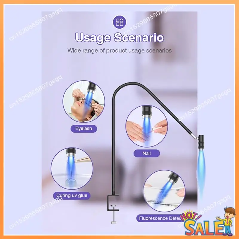 AB68 UV Lash Lamp 6W Eyelash Extension & Nail Dryer 360° Flexible Gooseneck UV Glue Curing Light For Salon Use B