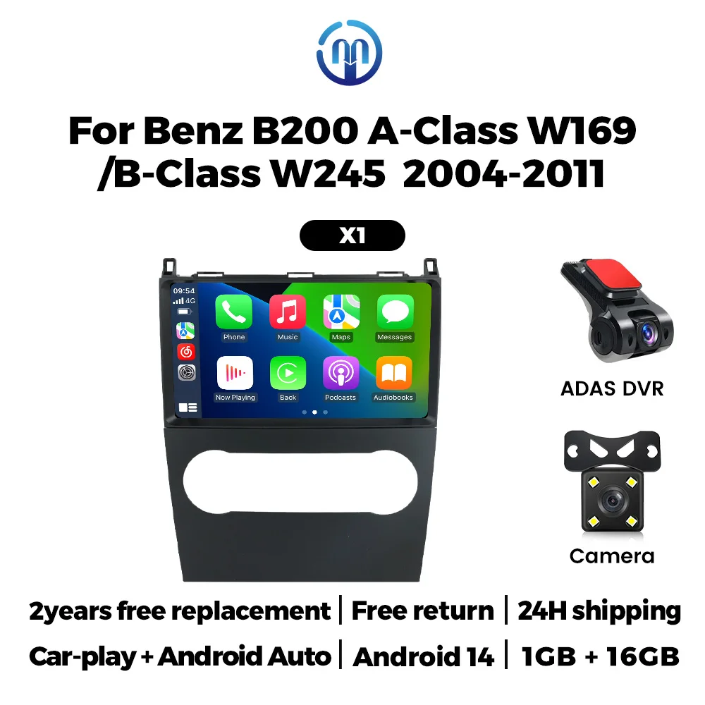 Android 14 Carplay android auto Voor Benz B200 A-Klasse W169 B-Klasse W245 2004-2011 auto intelligente systeem Multimedia Speler GPS
