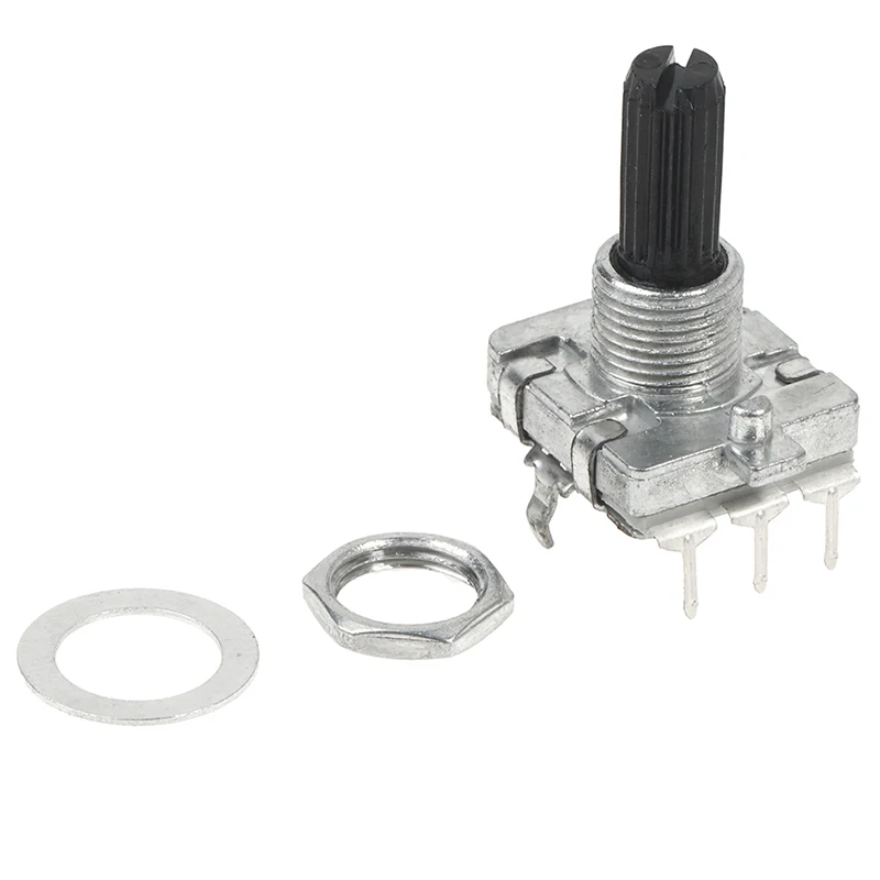 1PC EC11 Thin Rotary Encoder With Switch 30 Positioning 15 Pulse 15mm Half-axis Audio Digital Potentiometer 5 Feet