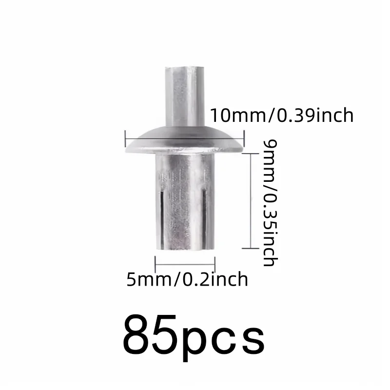 85 pcs 5*9mm Blind Hammer Rivets, Daily DIY Projects, No Special Tools Required, Rust Resistant Metal, Multipurpose