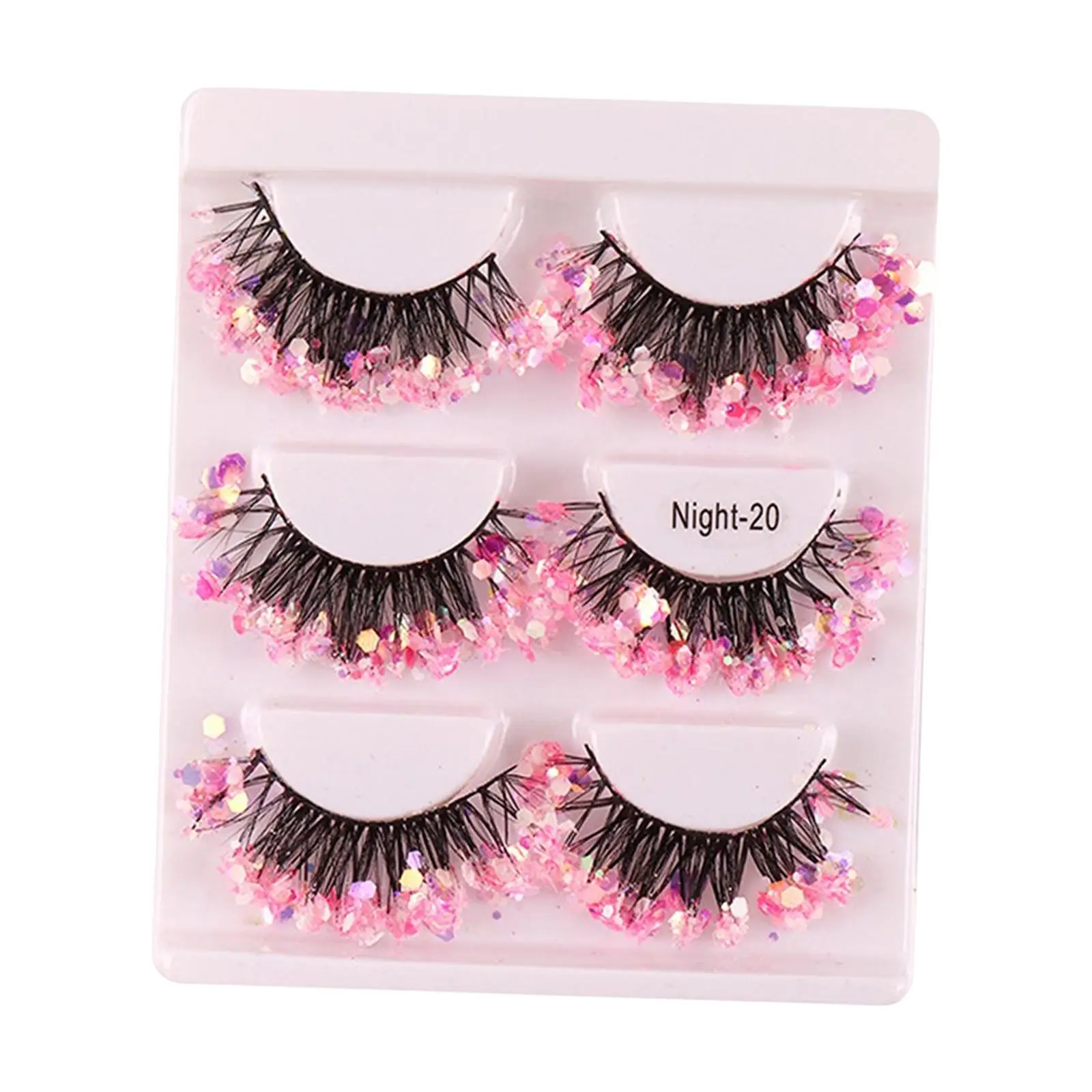 Makeup Accessory Colorful False Eyelashes Extension Glow Sequins Artificial Lashes for Festival Halloween