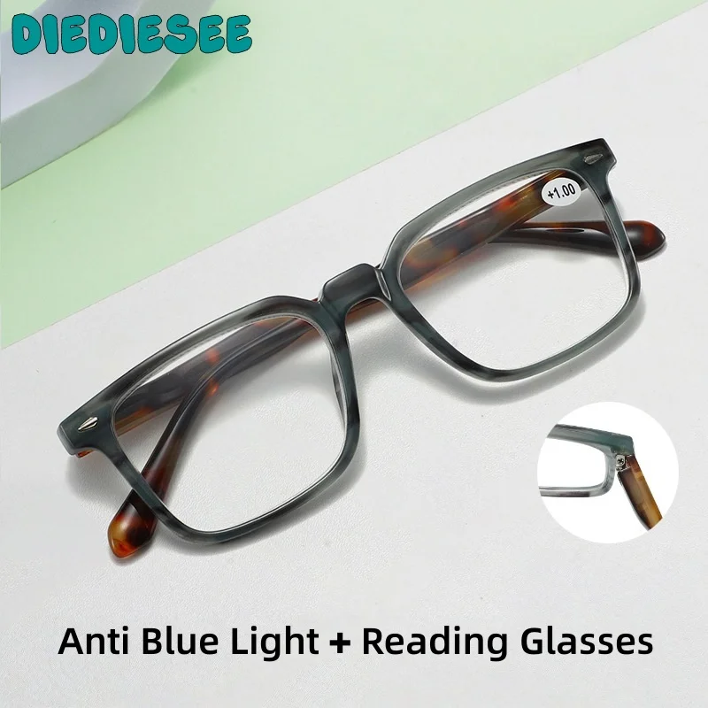 

DIEDIESEE New Men's Anti Blue Light Reading Glasses Fashion Flat Light Glasses HD Men's and Women's Presbyopia Glasses AS3335