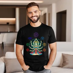 7 Chakras Om Symbol Aum T Shirts Summer Short Sleeve Latest Crewneck 100% Cotton Tees Crazy Tee-Shirts Boyfriend Christmas