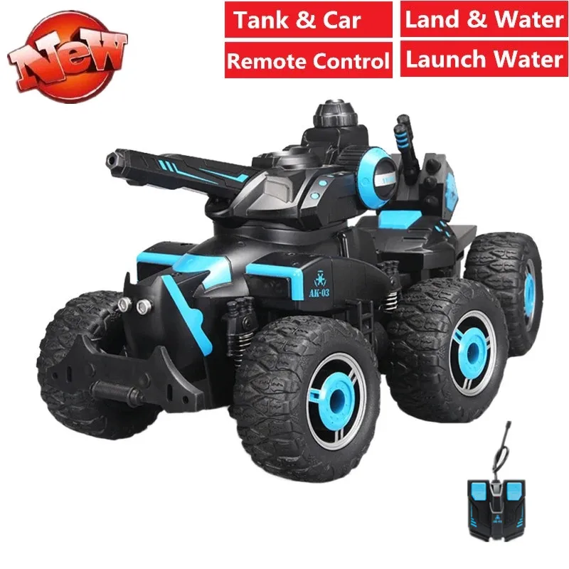 2.4G Six Wheels RC Battle Tank Model Lanuch Water Remote Control Tank Car 360 Degree Rotation High Simulation Battle Mode Gifts