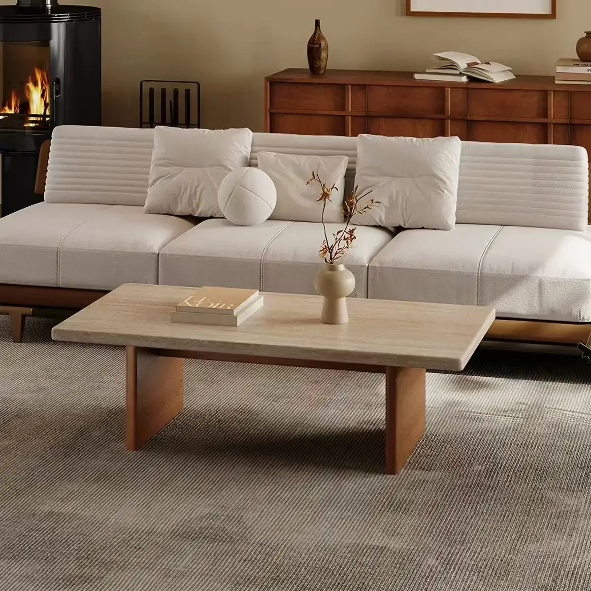 #Rectangular Coffee Table, Wabi Sabi Style Living Room Tea Table